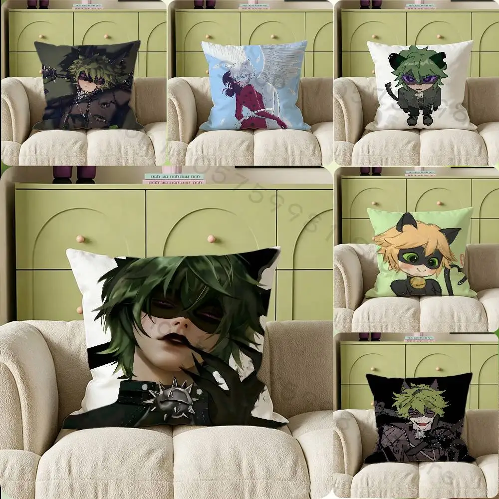 C-Claw N-Noir Cartoon Print Throw Pillow Cover Square Cushion Case for Living Room Bedroom Decor