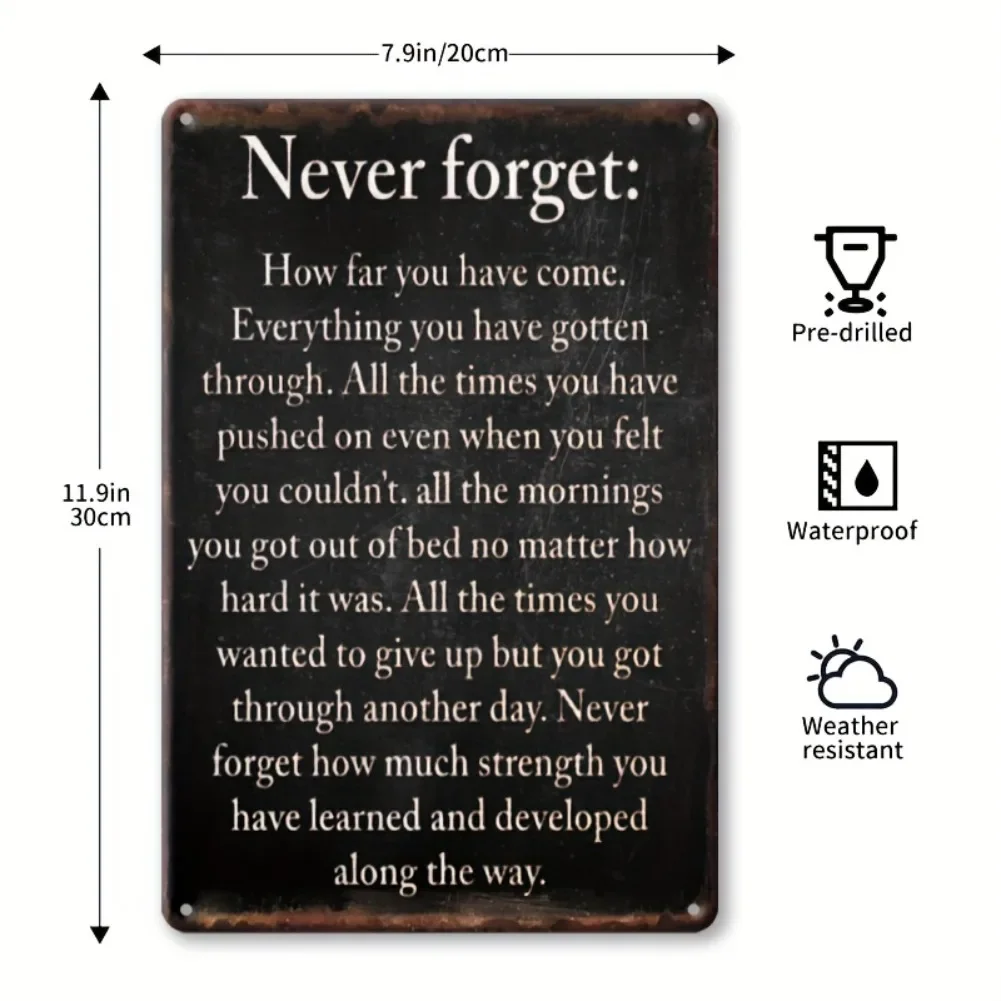 Panneau en aluminium Vintage «Never Forget», 8 