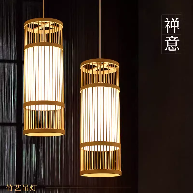 Bamboo chandelier tea house hotel art bed breakfast tea room decoration wabi-sandy wind Chines lamp luminaria pendant lights