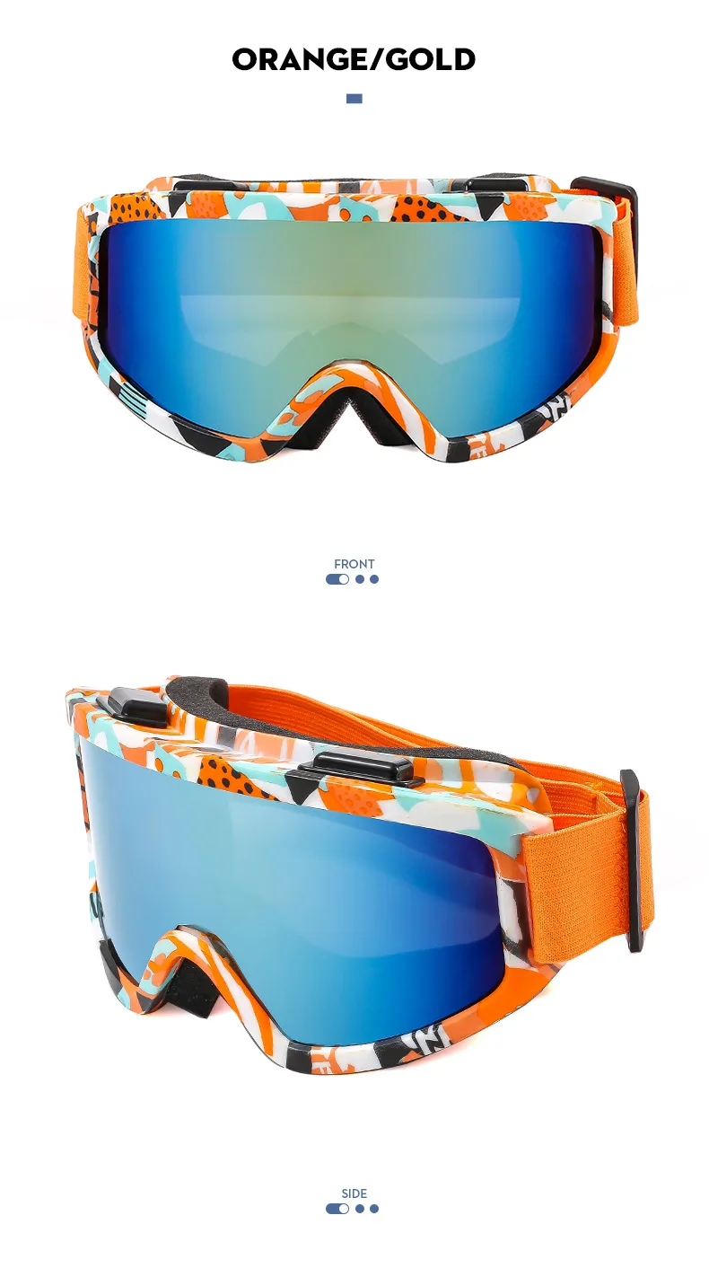 Große Skibrille mit farbigen Gläsern und stoßfesten, blendfreien Gläsern aus Schaumstoff für Outdoor-Sportarten, Snowboarden und Skifahren. – Detail 27