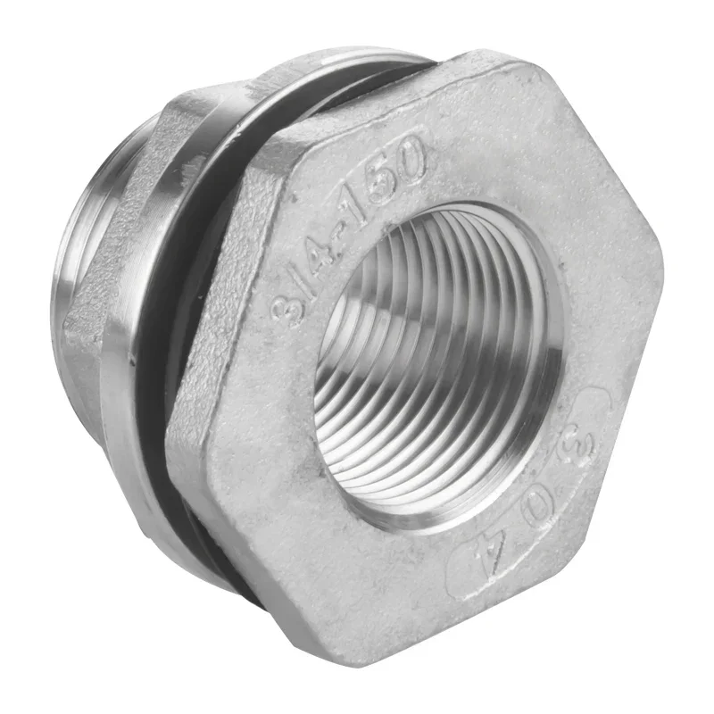 304 conector de aço inoxidável do encaixe da tubulação do anteparo, acoplador do tanque de água, escorredor do furo, BSP fêmea, 1,4 ", 3,8", 1,2 ", 3,4", 1 " - 2"