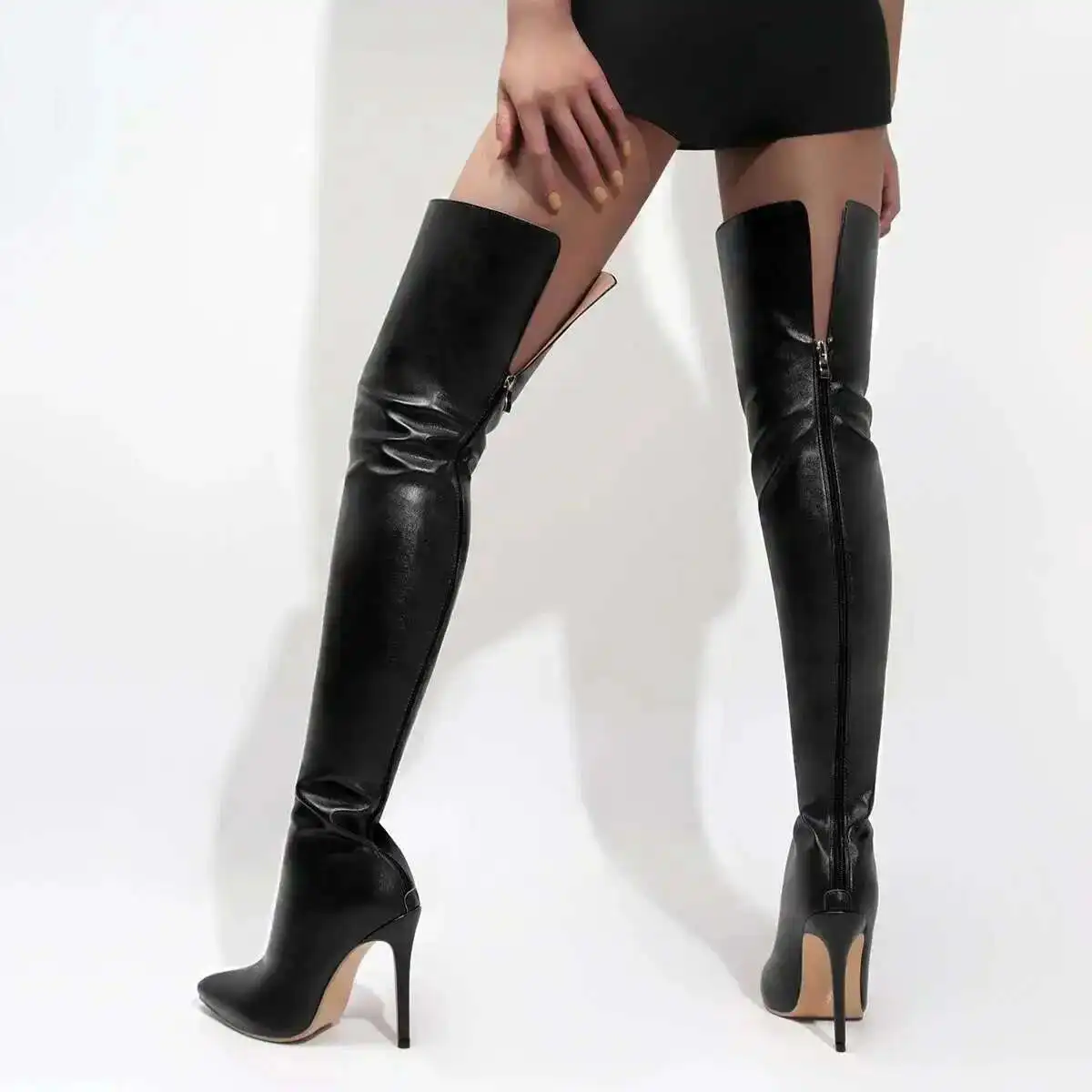 2026 Autumn and Winter Over Knee Boots Back Zipper Fashion Personality Boots Big Size 40-46 Women's Boots 11cm High Heel Shoes