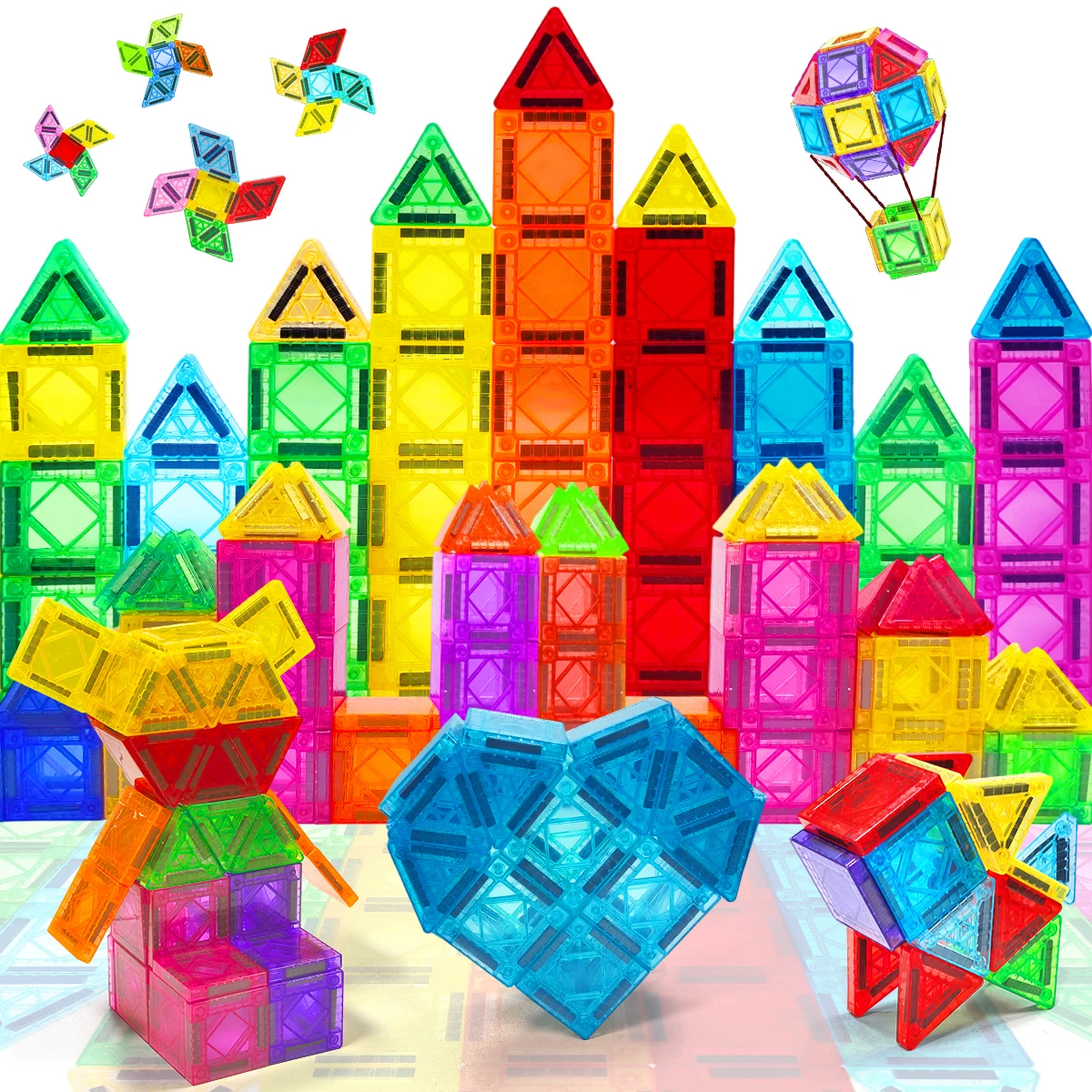 

Magnetic Building Blocks Construction Set DIY Montessori Sensory Educational Toy For 3+ Old Boys Girls Kids Gift 40/80/160PCS