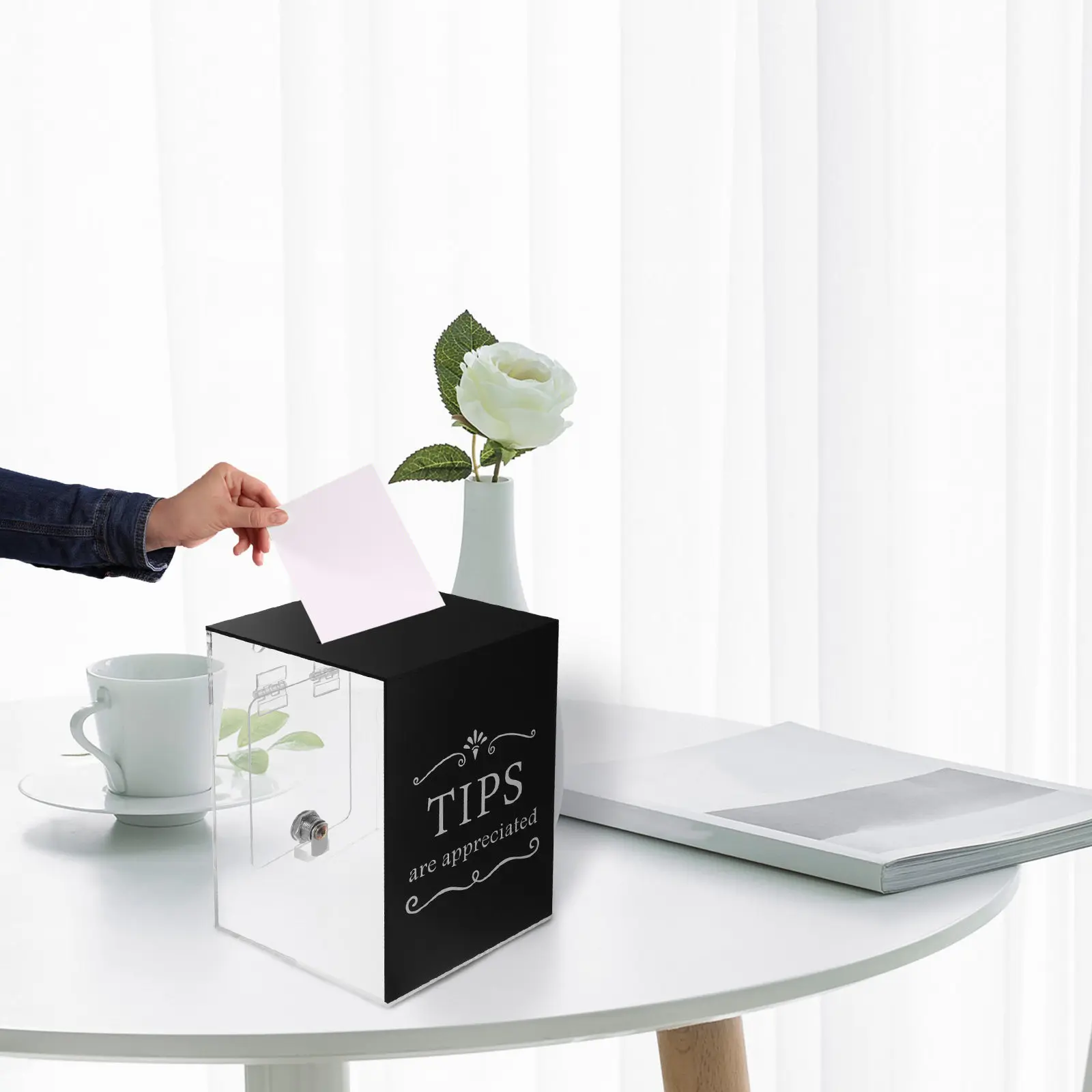 Acrylic Heavy Duty Acrylic Lock Box For Coffee Shop Tip Box Transparent Secure Slot Tips Donations