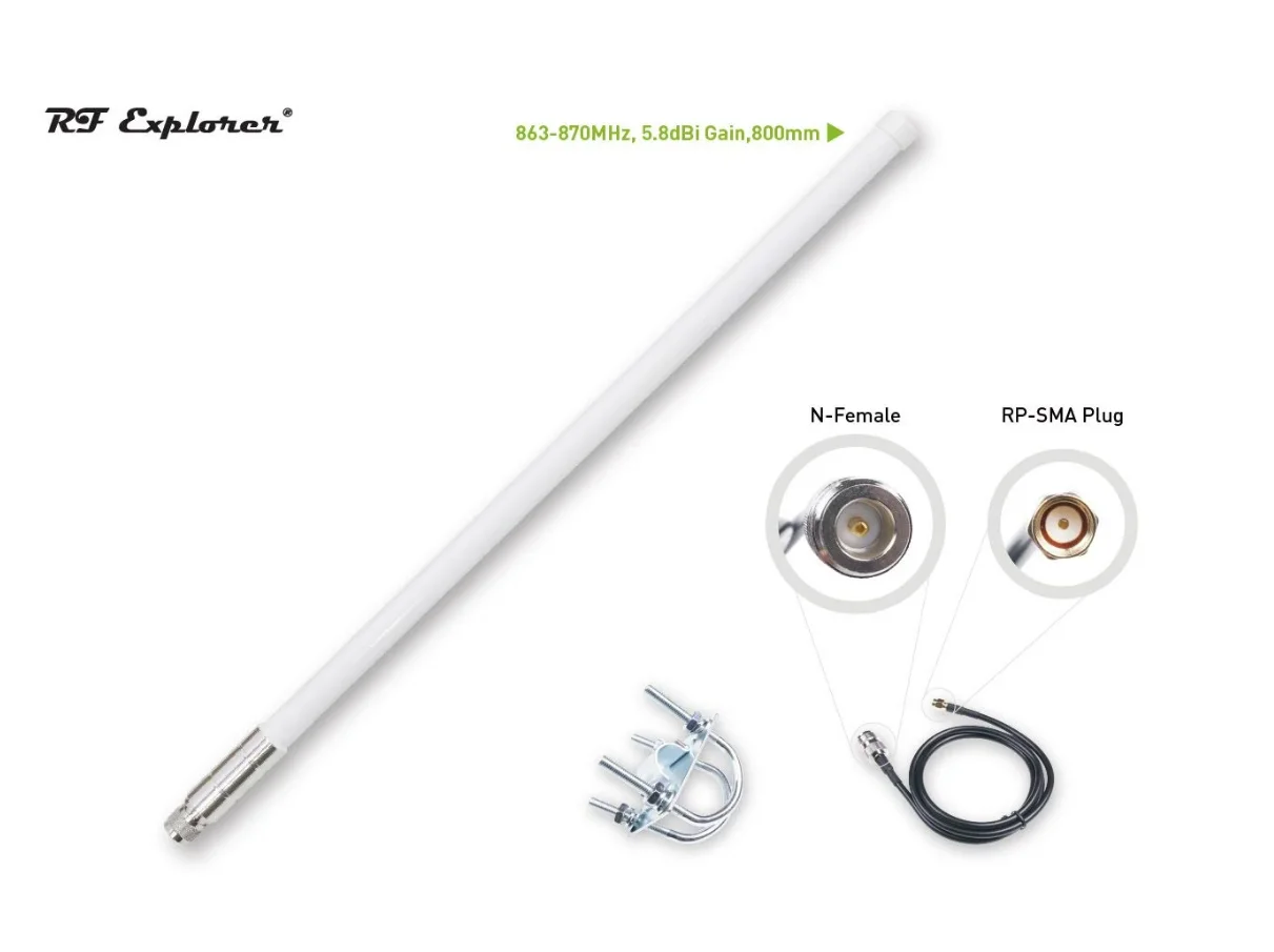 

LoRa Fiberglass Antenna Kit; 902-928MHz; 8dBi; 1300mm; RF Explorer RFELA-5/8X9