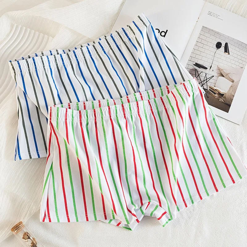4 Piece High-End Men's Underwear Pure Cotton Boxer Shorts Loose-Fit Striped Plus Sizeshorts Home Pants Underpants For Men