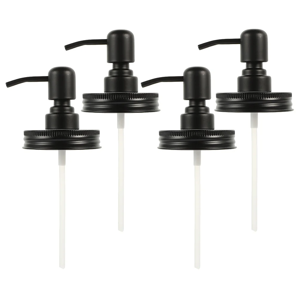 

4Pcs Stainless Steel Jar Soap Pump Lid Farmhouse Lotion Dispenser Lid Liquid Soap Pump Hands-Free for Bathroom Kitchen Sink