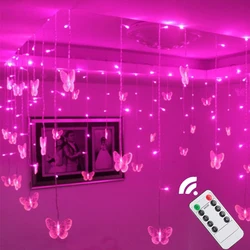 3.5M Pink Fairy Lights led Butterfly Garland Curtain String Light For Living room Christmas Room Home Bedroom Wedding Decoration