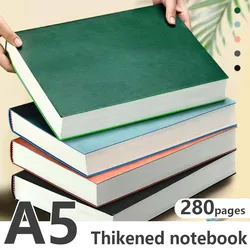 Bloc de notas de cuero con línea horizontal, libreta gruesa de estilo minimalista A5, 280 páginas