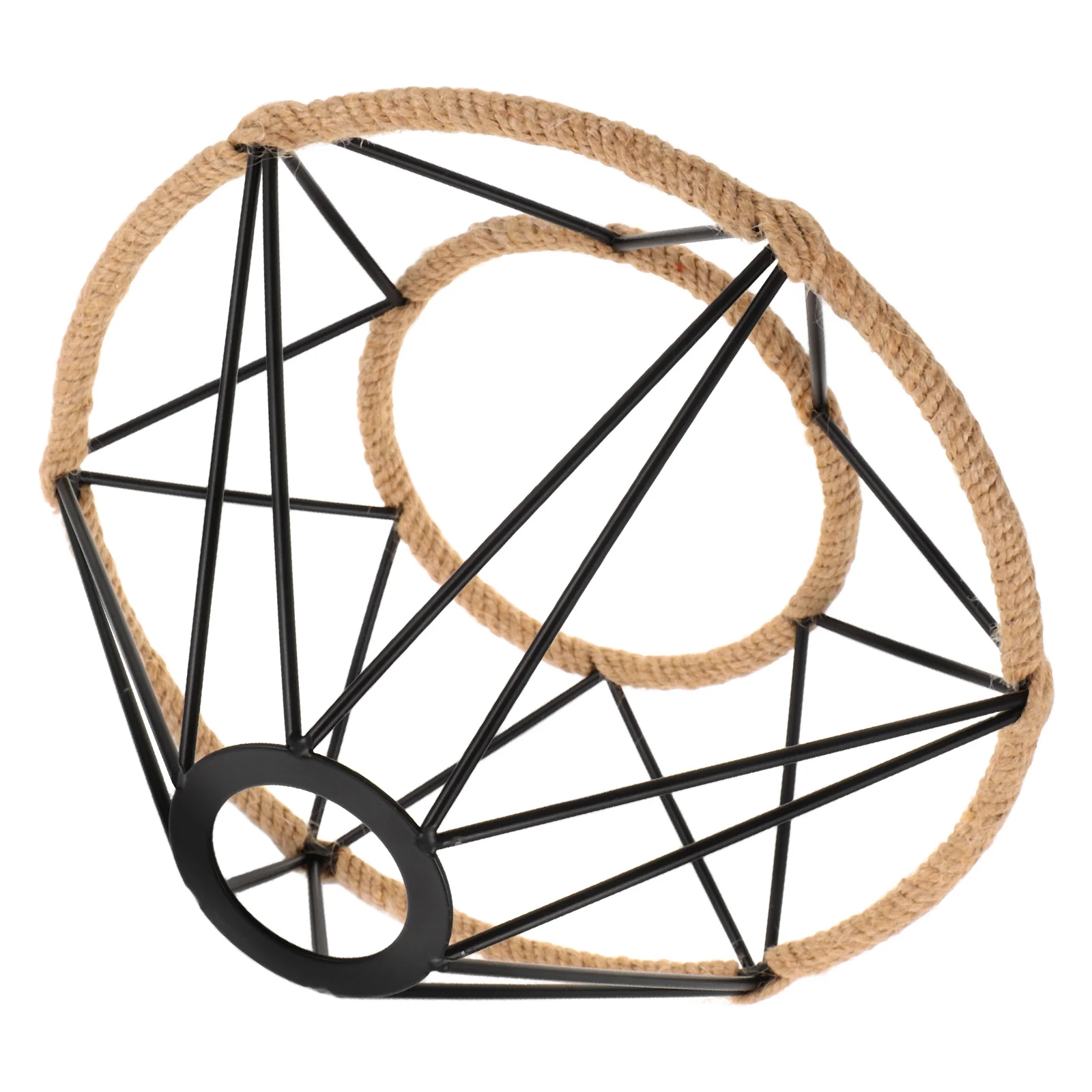 

Industrial Hollow Metal Lampshade Woven Rope Design Heat Resistant Decorative Ceiling Light Cover For Restaurants Cafes Living