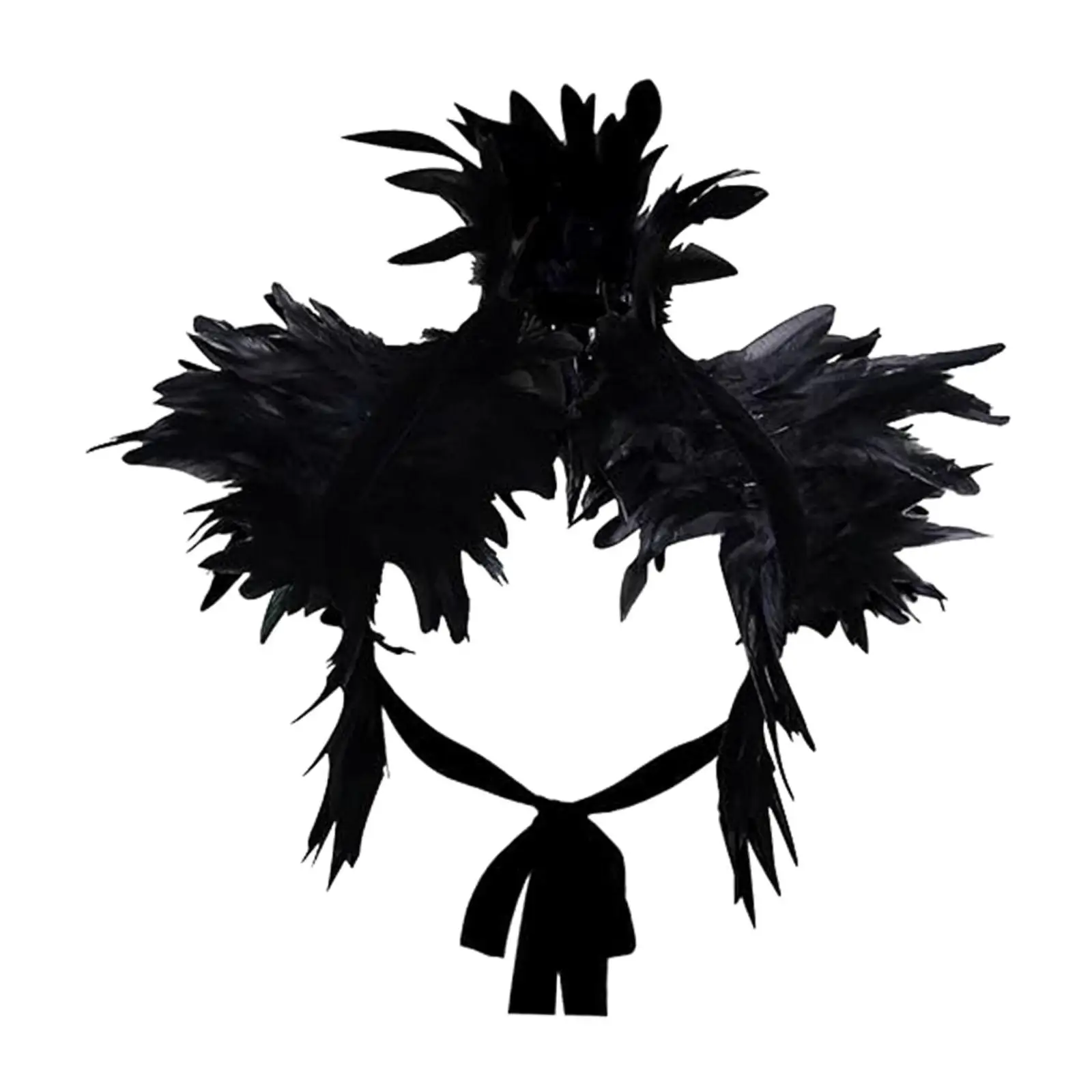 Gothic Feather Cape Soft Halloween Shawl for Carnival Role Playing Women