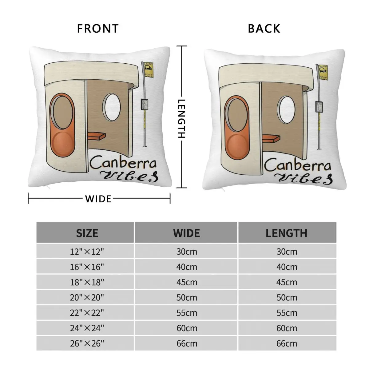 Canberra Bus Station Vibes Square Pillowcase Polyester Linen Velvet Creative Zip Decorative Home Cushion Cover