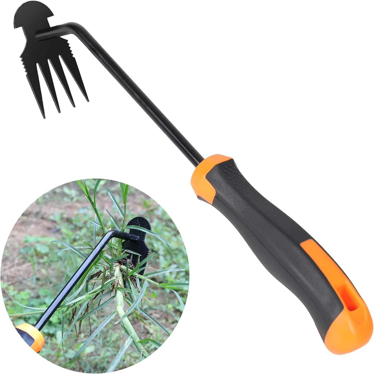 2024 Portable, Efficient, and Durable Black Rubber Handle Weed Puller Tool - Ideal for Uprooting Vegetables in Backyard Farm Pla