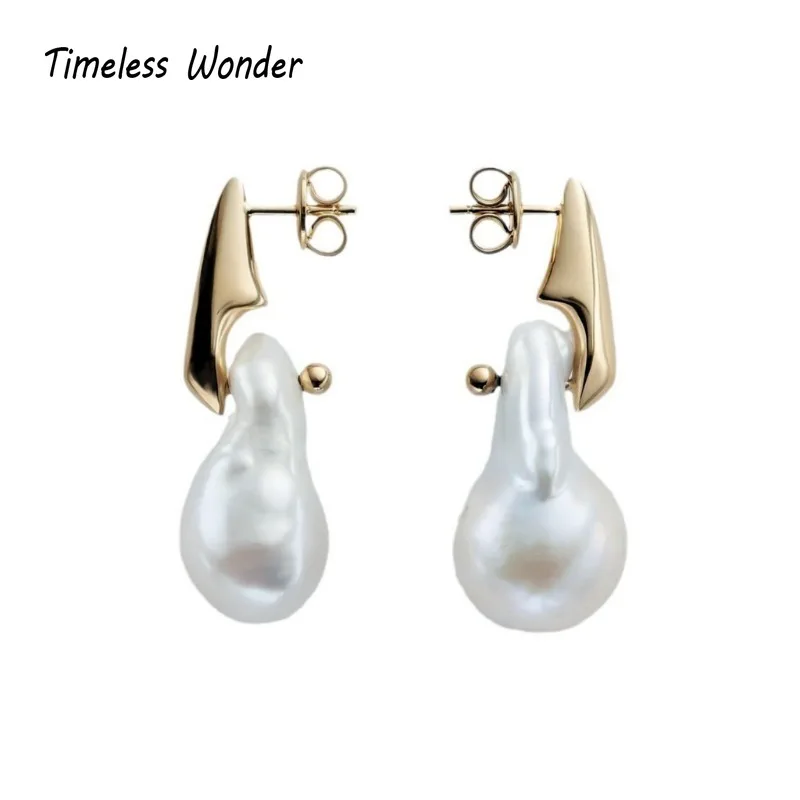 

Timeless Wonder Fancy Geo Natural Baroque Pearl Stud Earrings for Women Designer Jewelry Luxury Sweet Japan Rare Top Gift 3376