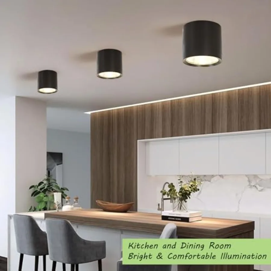MEGHALI 2-Pack Outdoor Ceiling Light, LED Ceiling Spotlight 18W, Modern Waterproof Flush Mount Downlight, Black Aluminum Exteri