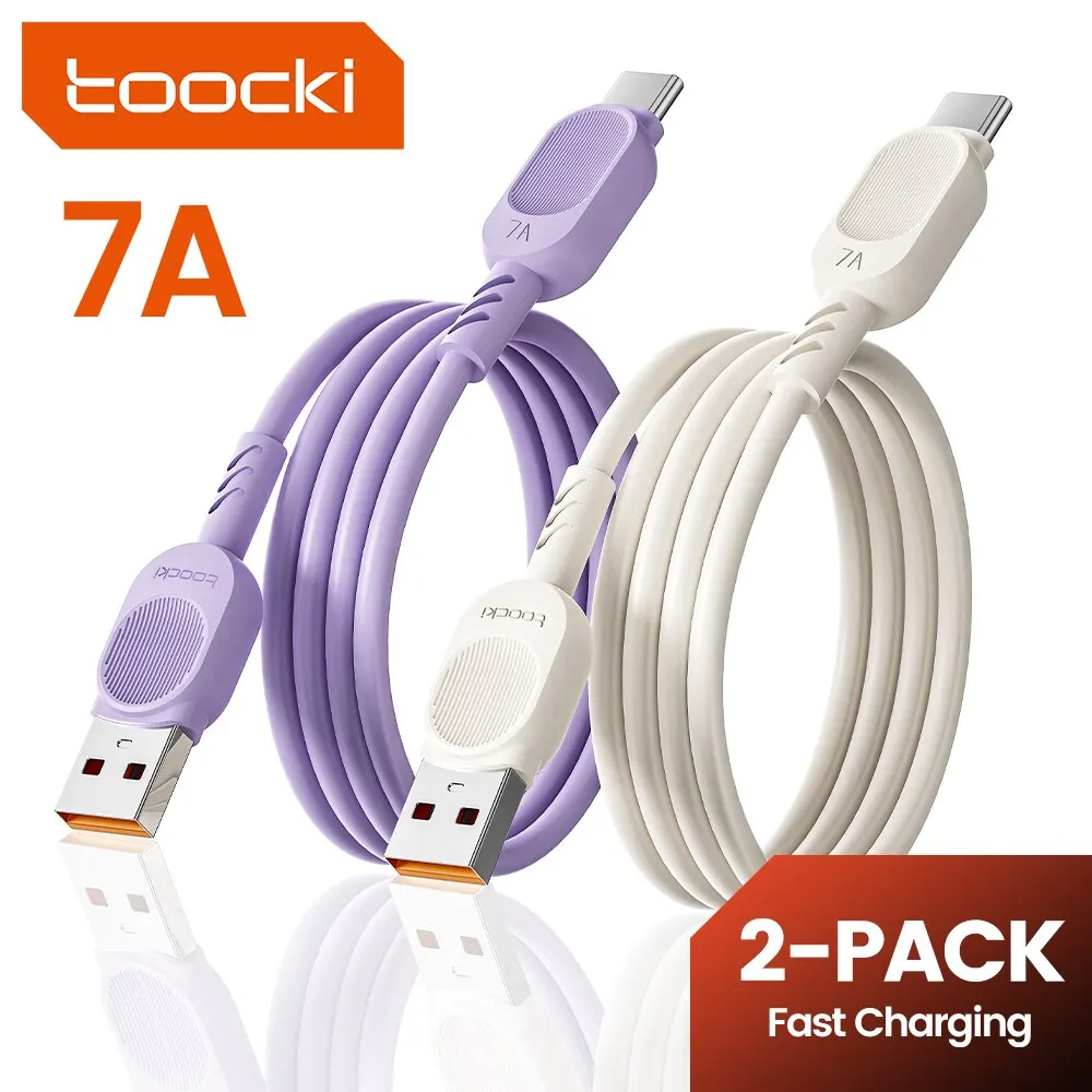 Toocki 2 Pack 7A USB A To Type C Cable 100W Fast Charging Cable for Realme Hauwei Oneplus Samsung Xiaomi USB C Charger Cord 2PCS