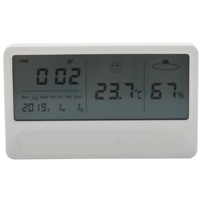 Higrómetro Digital para interiores y exteriores, medidor de temperatura y humedad, soporte LCD, Monitor de Sensor de respaldo magnético con zumbido