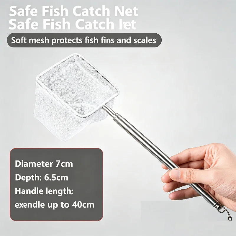 Aquarium Fish Net Small - Rete da Pesca Telescopica in Acciaio