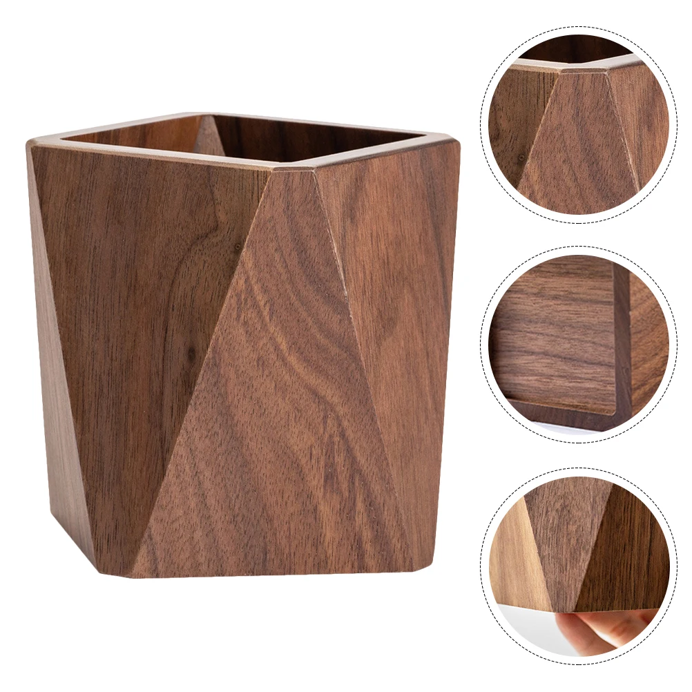 Black Walnut Pen Holder Desktop Container Shape Character Storage Office Supplies for Unique Portable