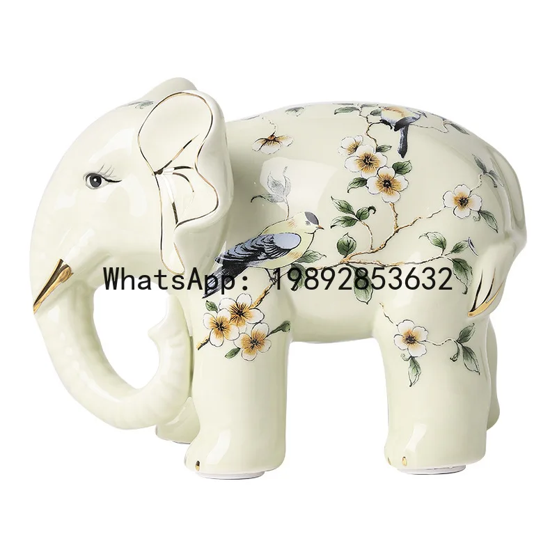 CZ Ceramic Elephant Ornament Office Living Room Soft Decoration Ceramic Accessory