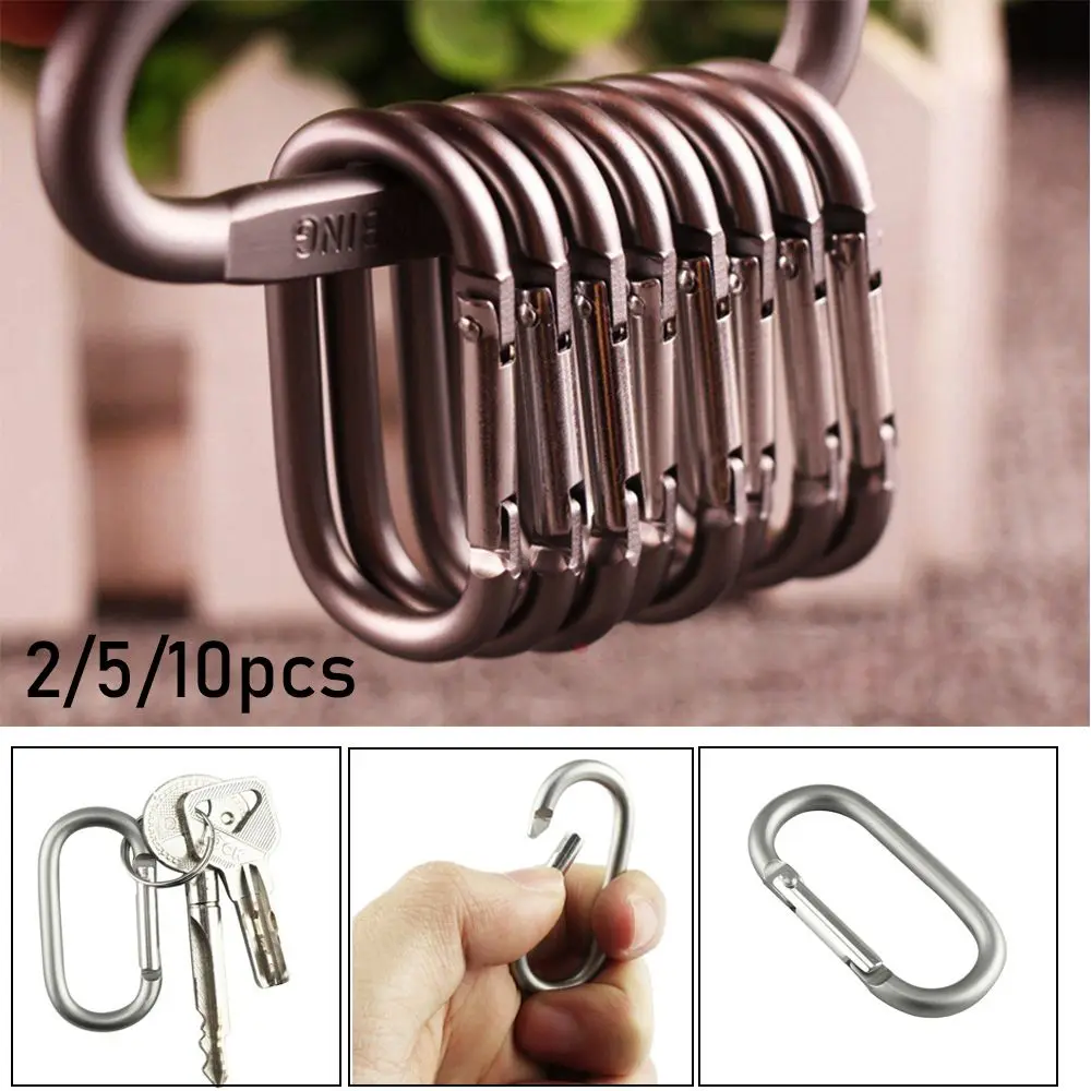 2/5/10pcs Climing Carabiner Survival Gear Alloy Aluminum Rings Buckle Keychain Travel Kit Camp Mountaineering Hook