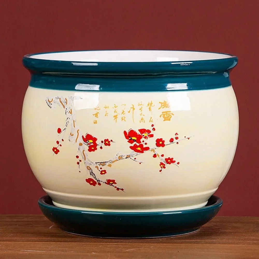 

Chinoiserie Outdoor Decor Ceramic Planter Jingdezhen Porcelain Flower Pots Chinese Bonsai Pot Bohemia Decorative Plant Table