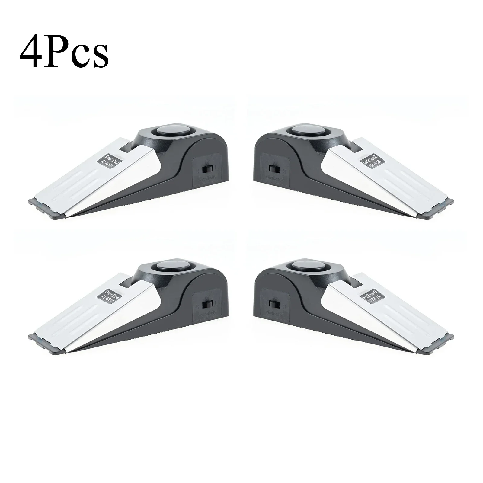 4Pcs Stainless Steel Door Stopper With Alarm Switch Gate Wedge Anti-theft Door Stop Adjustable Sensitivity 14 x 4.5 x 4cm