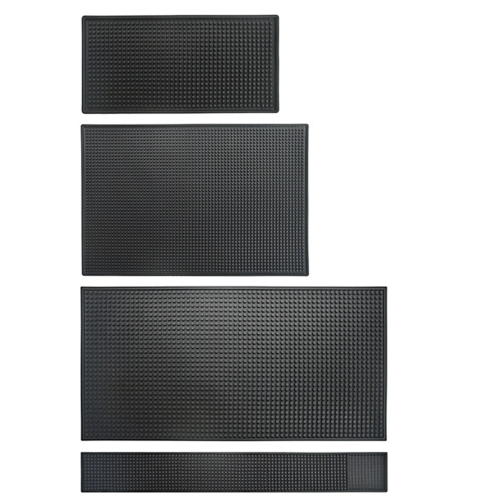 Rubber Bar Mat Coffee Maker Countertop Spill Mats Bar Service Mat Dish Glass Drying Mat for Barista Cocktail Bartender Black
