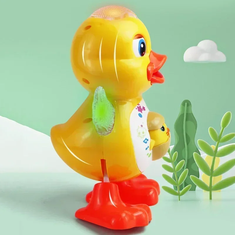 Pato de dança elétrica engraçado piscar olhos piscando luz agitar o corpo bonito musical dos desenhos animados animal brinquedo educativo crianças presente