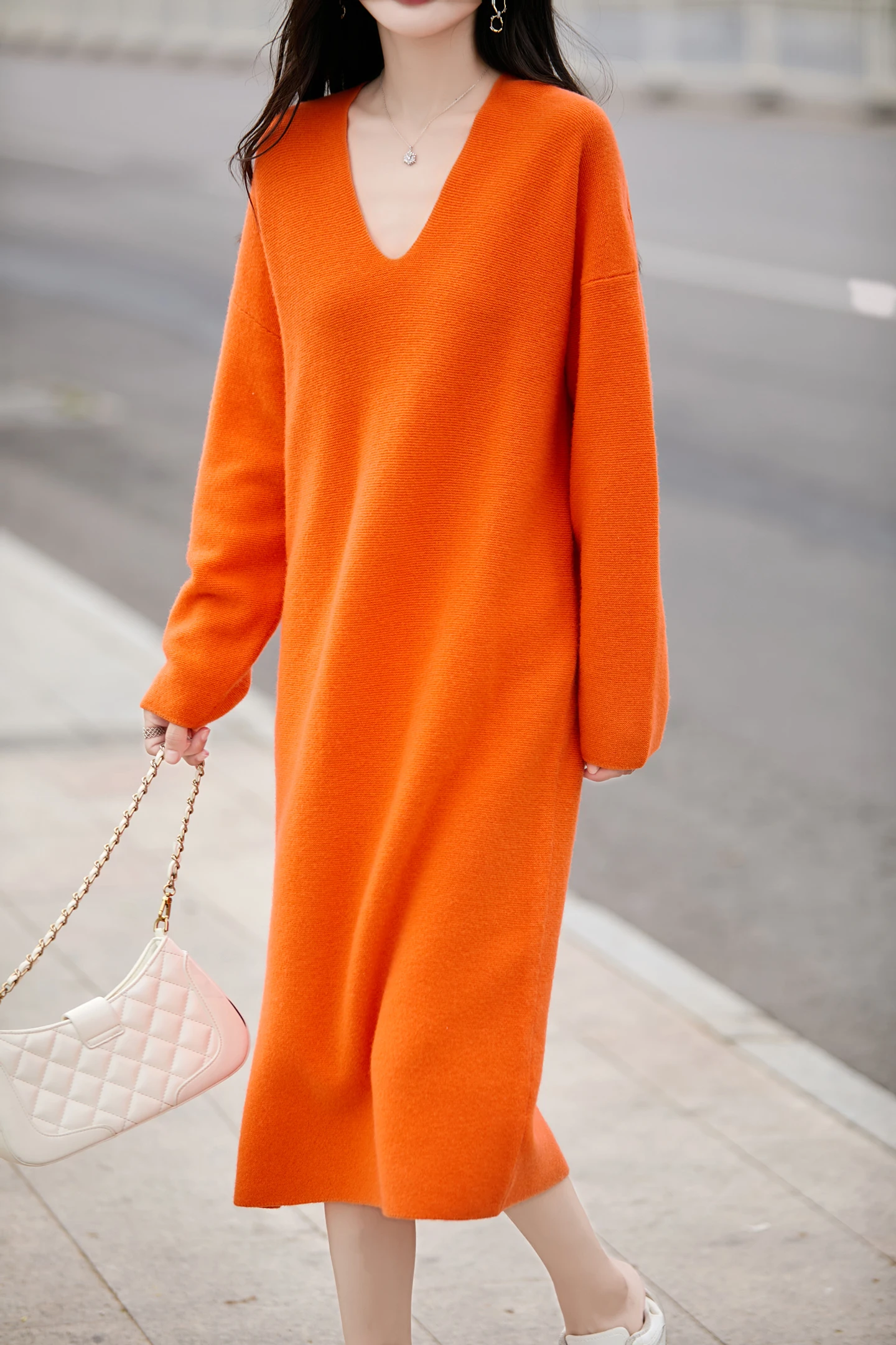 

Осень/зима пуловер с v-образным вырезом из 100% чистой шерсти женская мода однотонная прямая юбка трикотажное нижнее платье