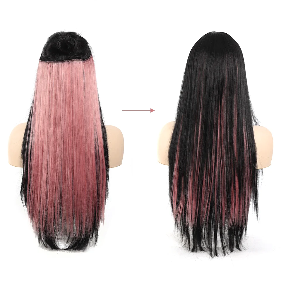 Extensiones de clip rectas sintéticas de 20 pulgadas para mujer, colores vibrantes, fibra sintética, fáciles de usar 3