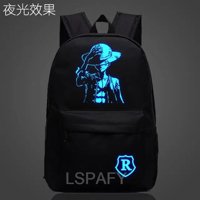 Monkey D Luffy One Piece Backpack Backpack travel School Luminous Book Bag teenagers Laptop Zipper bag Glow in the dark