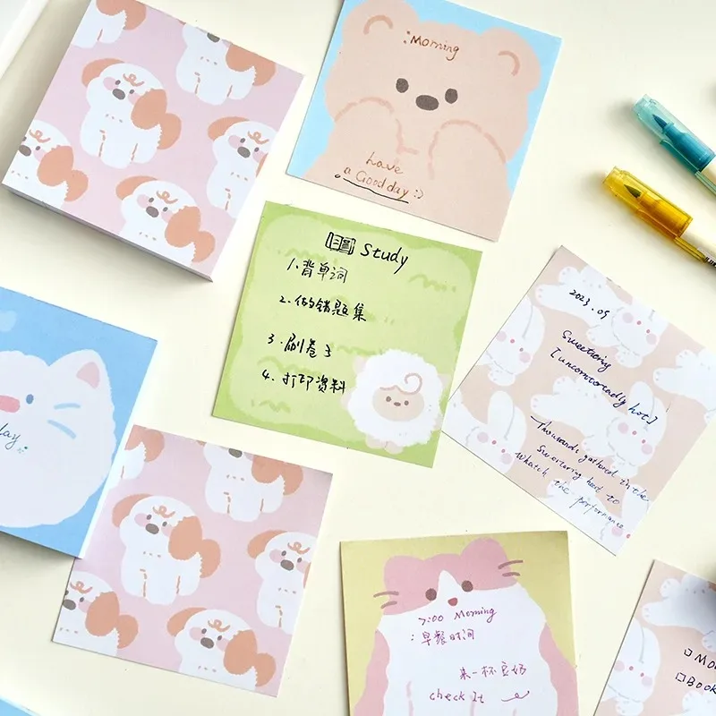 100pcs Creative cute cartoon Animal pattern sticky notes to do list memo pad Office stationery Supplies