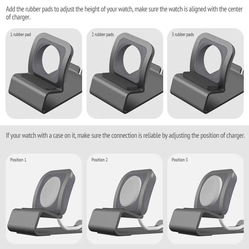 Aluminum Charger Stand for Apple Watch Dock Station Charging Holder for iWatch Ultra 1 2/9/SE/8/7/6/5/4/3/2/1 Silicon Bracket