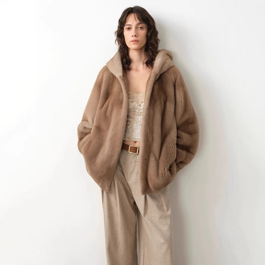 Imitation Fur Fur Coat Winter Fashion Warm Medium and Long Hooded Mink Coat Women Look Thin High Quality Multi Color