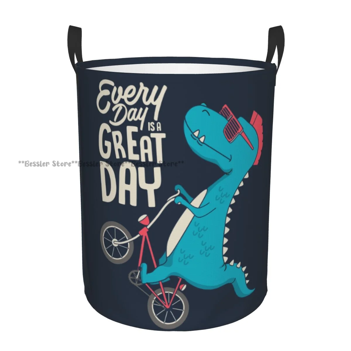 

Cute Dinosaur On Bicycle Laundry Basket Folding Dirty Clothes Toys Storage Bucket Household