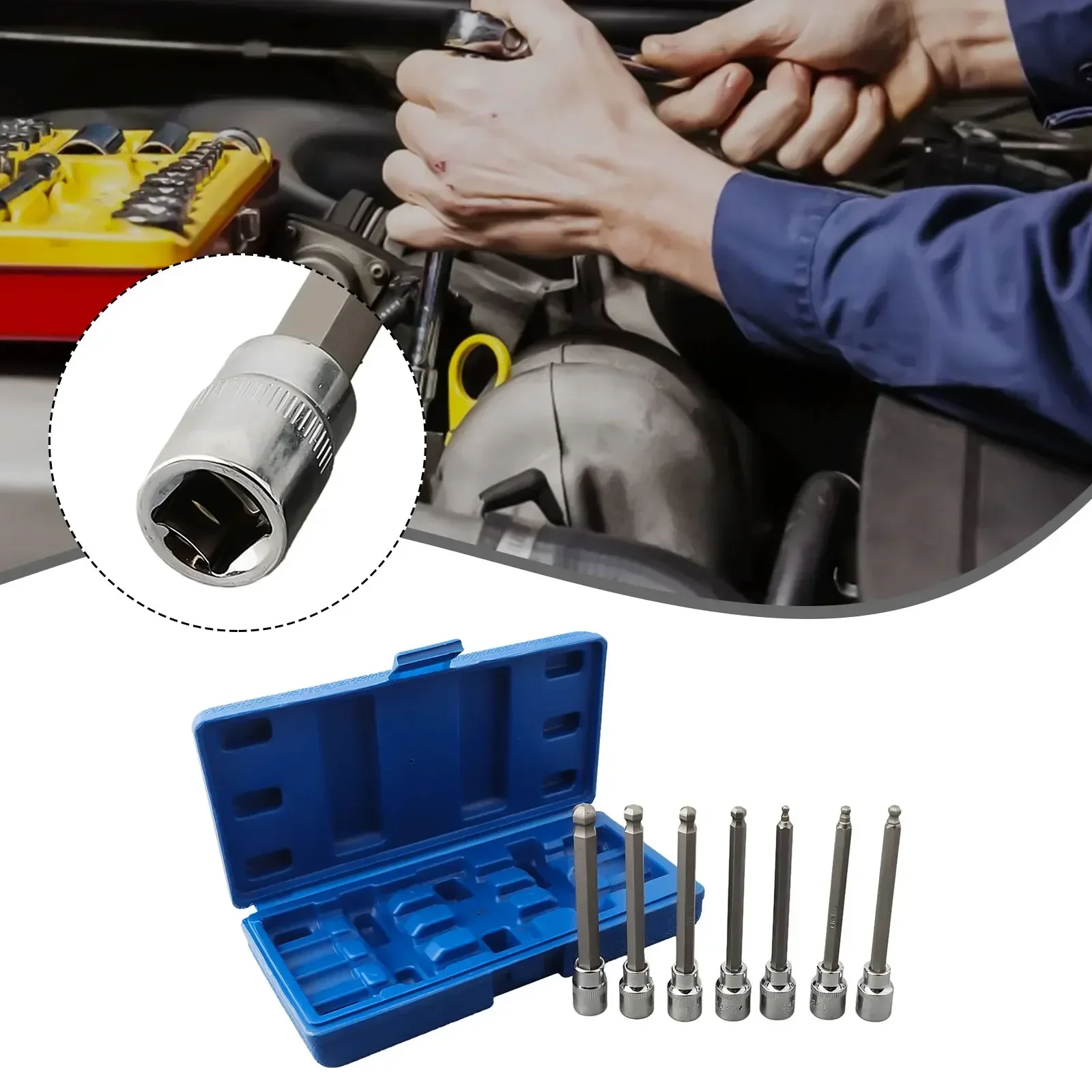 Square Ball Extension Power Bar Head For 7pcs Driver 3/8inch End Tools Adapter Impact 110mm Wrench Hexagon Sockets