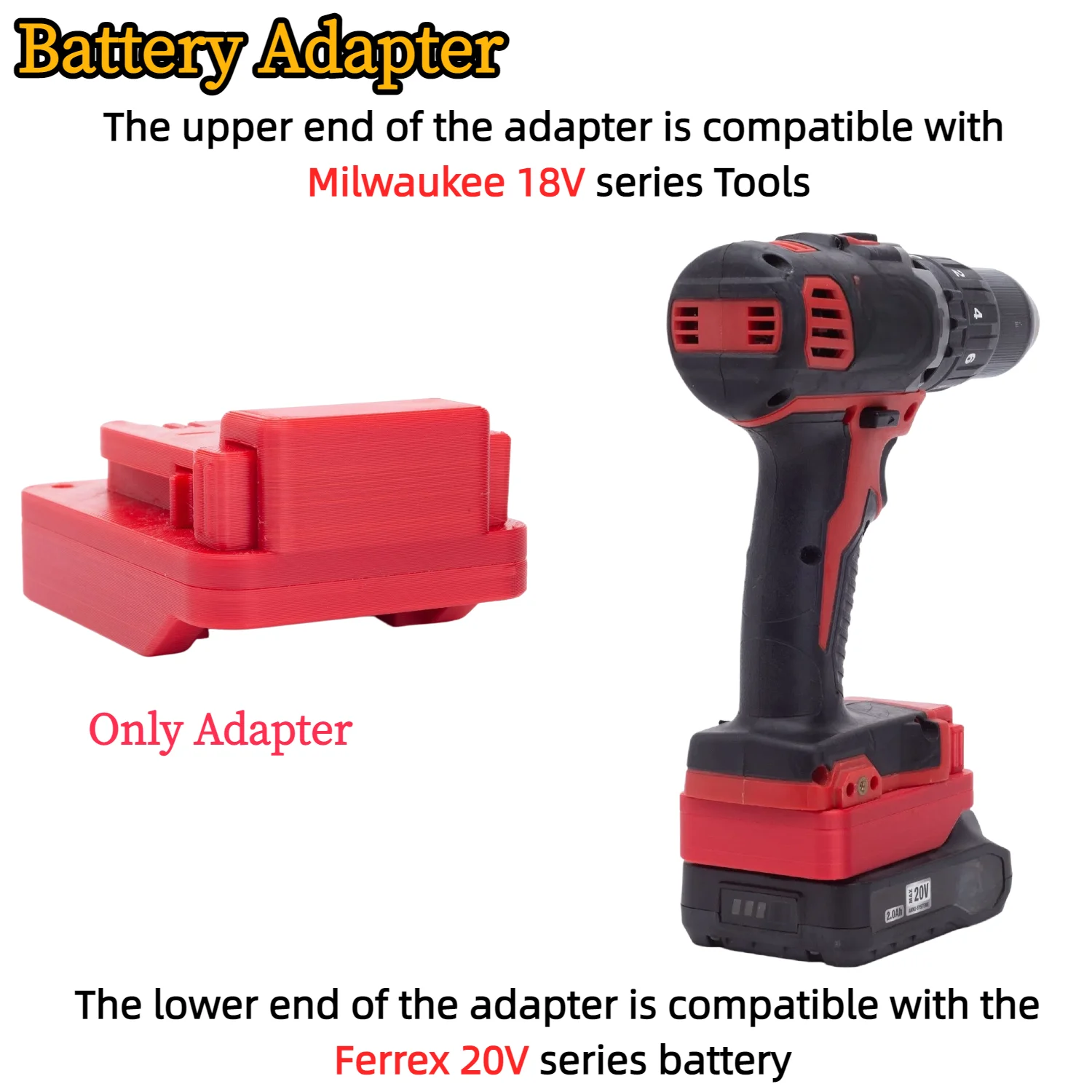 Battery Adapter/Converter for Aldi Ferrex 20V Active Energy Li-ion Battery TO Milwaukee 18V Cordless Tools(Only Adapter)