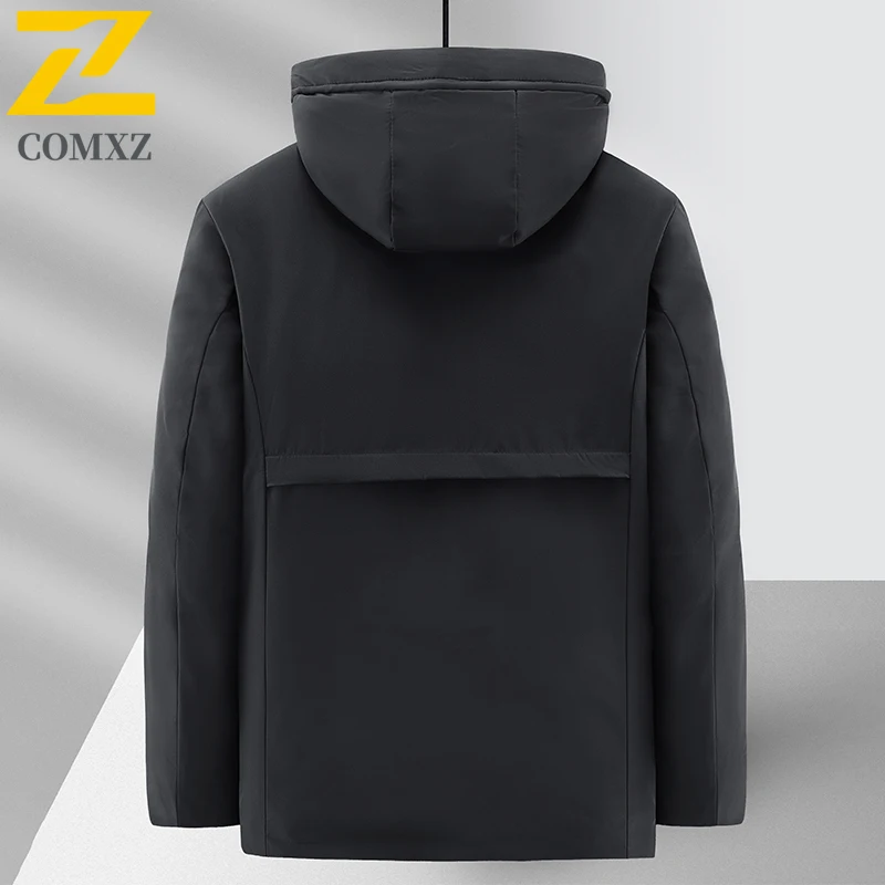 New Winter Jacket 2025 Men Fashion Warm Business Casual Detachable Hood Cotton Coat Thickened Cold Weather Snow Padding Coat