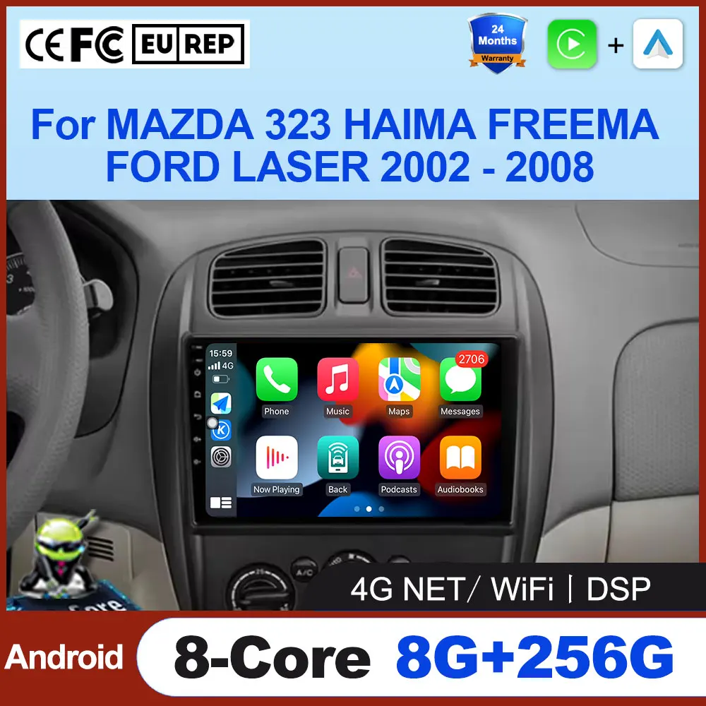 

Android 16 Авто беспроводной Carplay для MAZDA 323 HAIMA FREEMA FORD LASER 2002-2008 Автомобильный радиоприемник GPS Navi стерео 4G LTE WIFI Tool