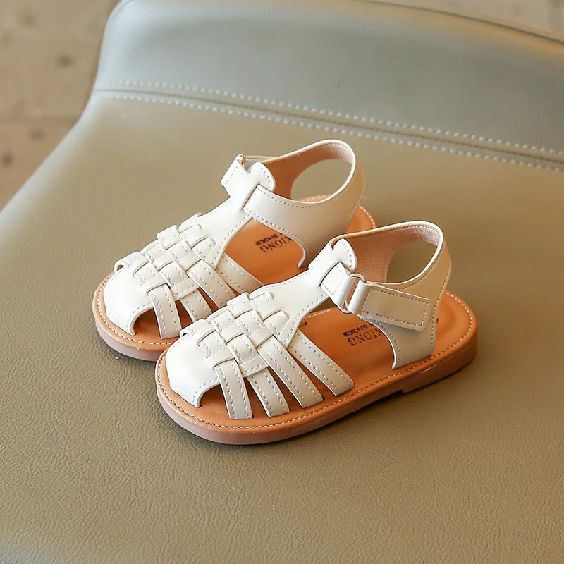 

Size 21-33 2024 Korean New Summer Kids Luxury Knitted Sandals for Boys and Girls Soft Sole Breathable Princess Shoes Beach Shoes