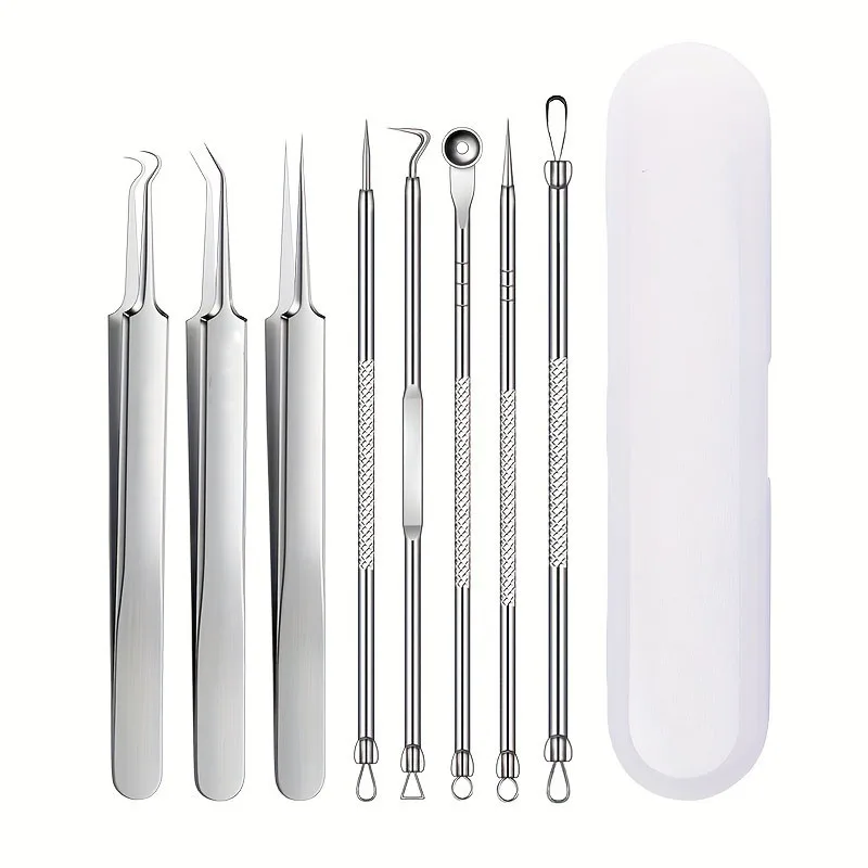 6/8/11Pcs Ultra-Precise Pimple Tweezers Set - Pro Acne and Blackhead Removal Tool -for Effective Face Care and Skin Purification