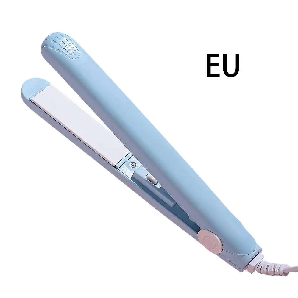 EU Plug Mini Hair Straightener and Curler 2-in-1 Portable Travel Hair Styler Fast Heating Anti-Static Flat Iron for Bangs