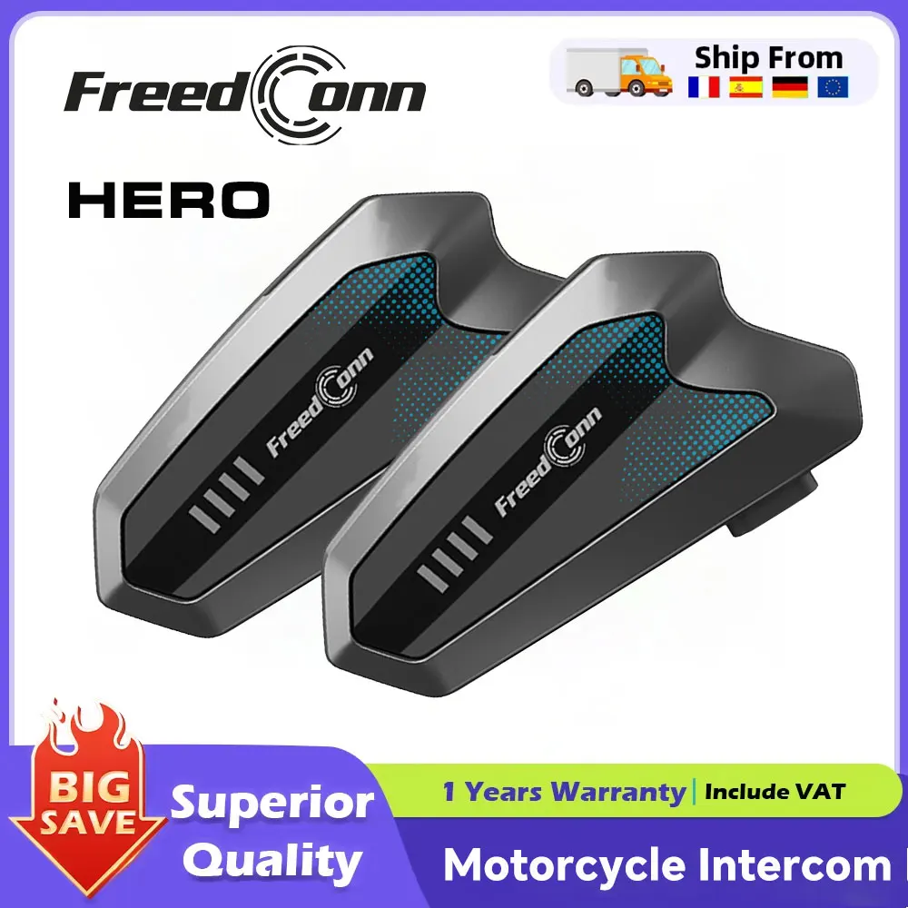 Casque Bluetooth Freedconn Hero pour moto, intercomunicador BT Moto, partage de musique, 10 motards, casques étanches