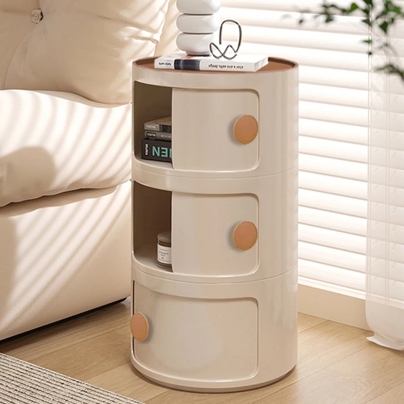 Modern White Nightstands Mini Storage Box Kids Low Organizers Nightstands Kawaii Round Design Table De Chevet Bedroom Furniture