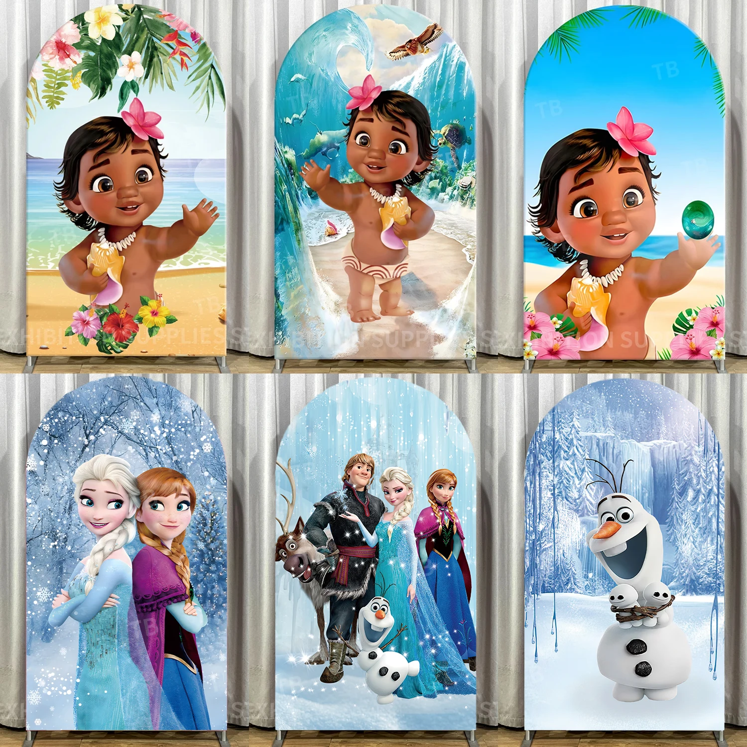 

Arch Backdrop Cover Moana Flower for Kids Birthday Baby Shower Cartoon Photography Background Party Decorations Elastic