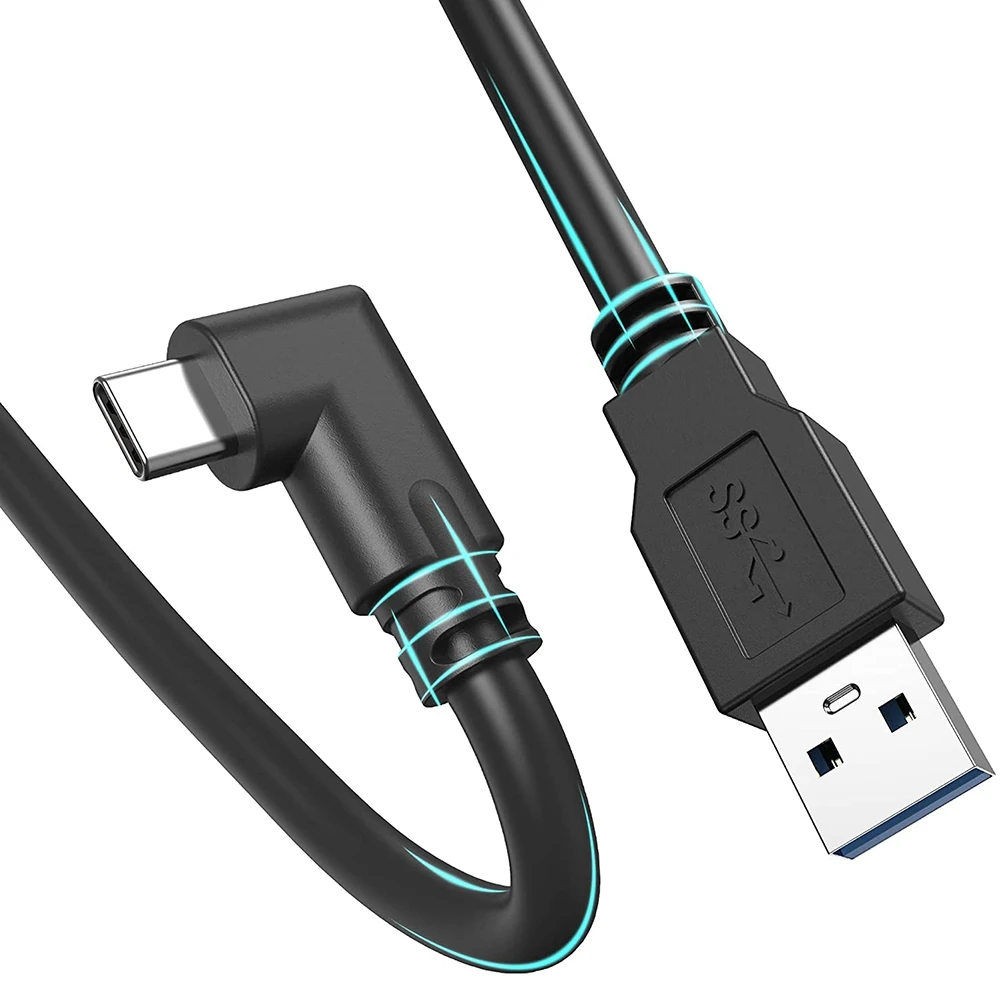 Elbow 90-Degree Data Cable USB3.0 Charging Cable Type-C High-Speed Data Transmission Cable for Oculus Quest 2 (5 M)