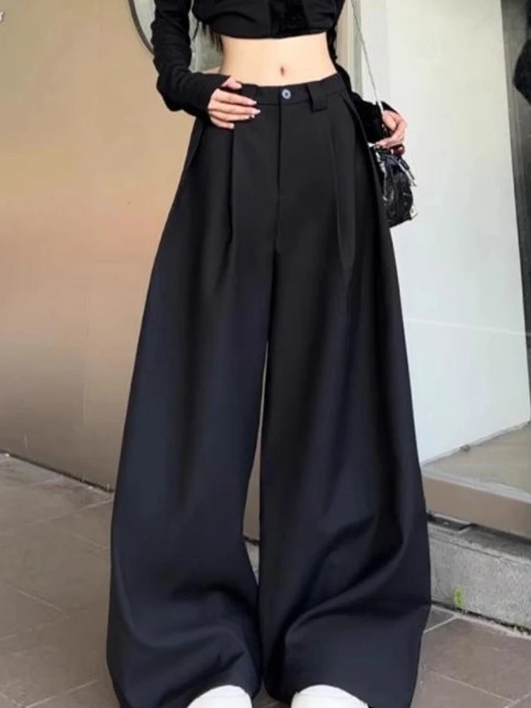 Zoki Chic สีขาวชุดกางเกงขากว้างผู้หญิงเกาหลีสูงเอวกางเกงแฟชั่นหลวมสบายๆฤดูร้อนหญิงกางเกงใหม่