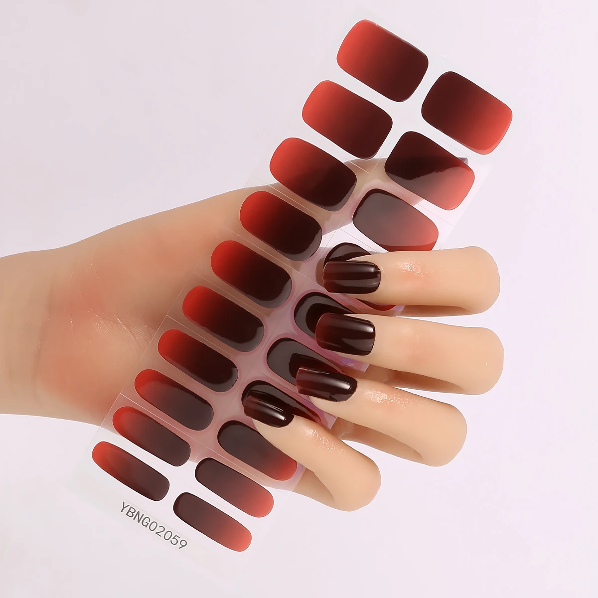 20 Tips Semi-Cured Gel Nail Strips Long Lasting Work with Any UV Lamp DIY for Salon Manicure Sticker With Wooden stick&Nail File