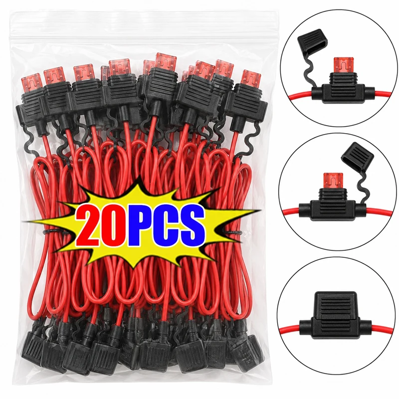 12V 30A with Fuses Blade Wire Cutoff Switch Socket Automotive Fuse Socket Car Mini Blade Fuse Holder Splash-proof Box 5/20pcs